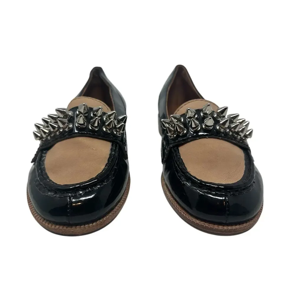 Jeffrey Campbell Bite-2 Studded Loafers‎ Patent Leather Black Size 37 US 6.5